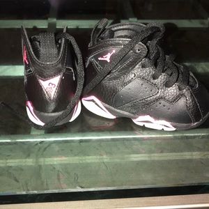 Black/white/pink baby girl Jordan’s 4c